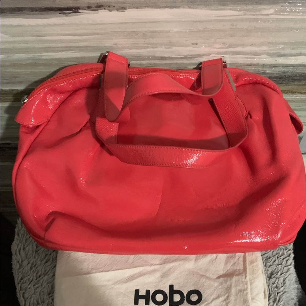 Patent Leather Coral Hobo Tote